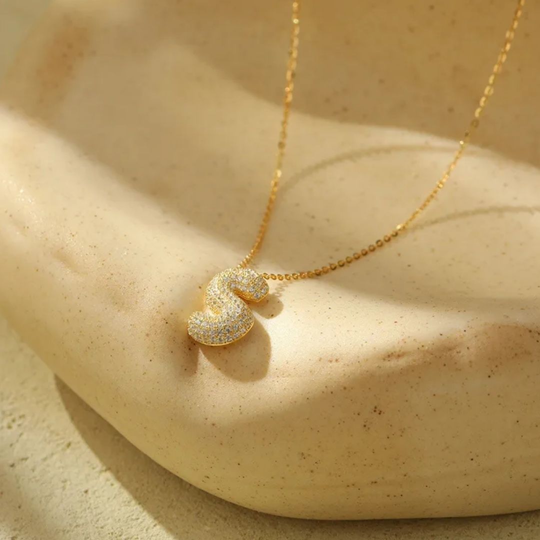 Icy Bubble Letter Initial Necklace