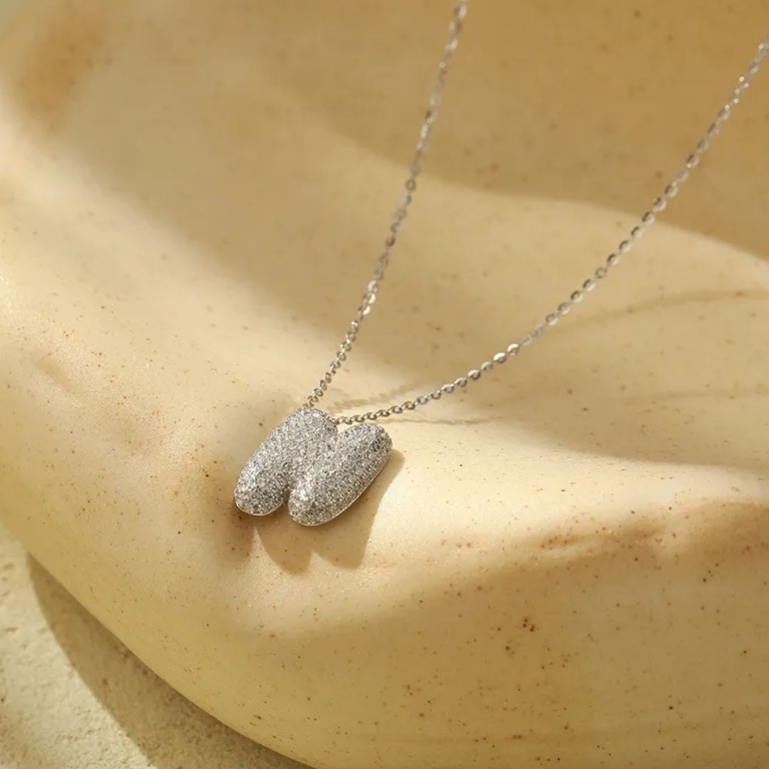 Icy Bubble Letter Initial Necklace