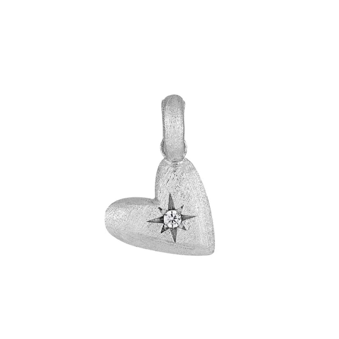 Stella Brushed Silver Heart Necklace