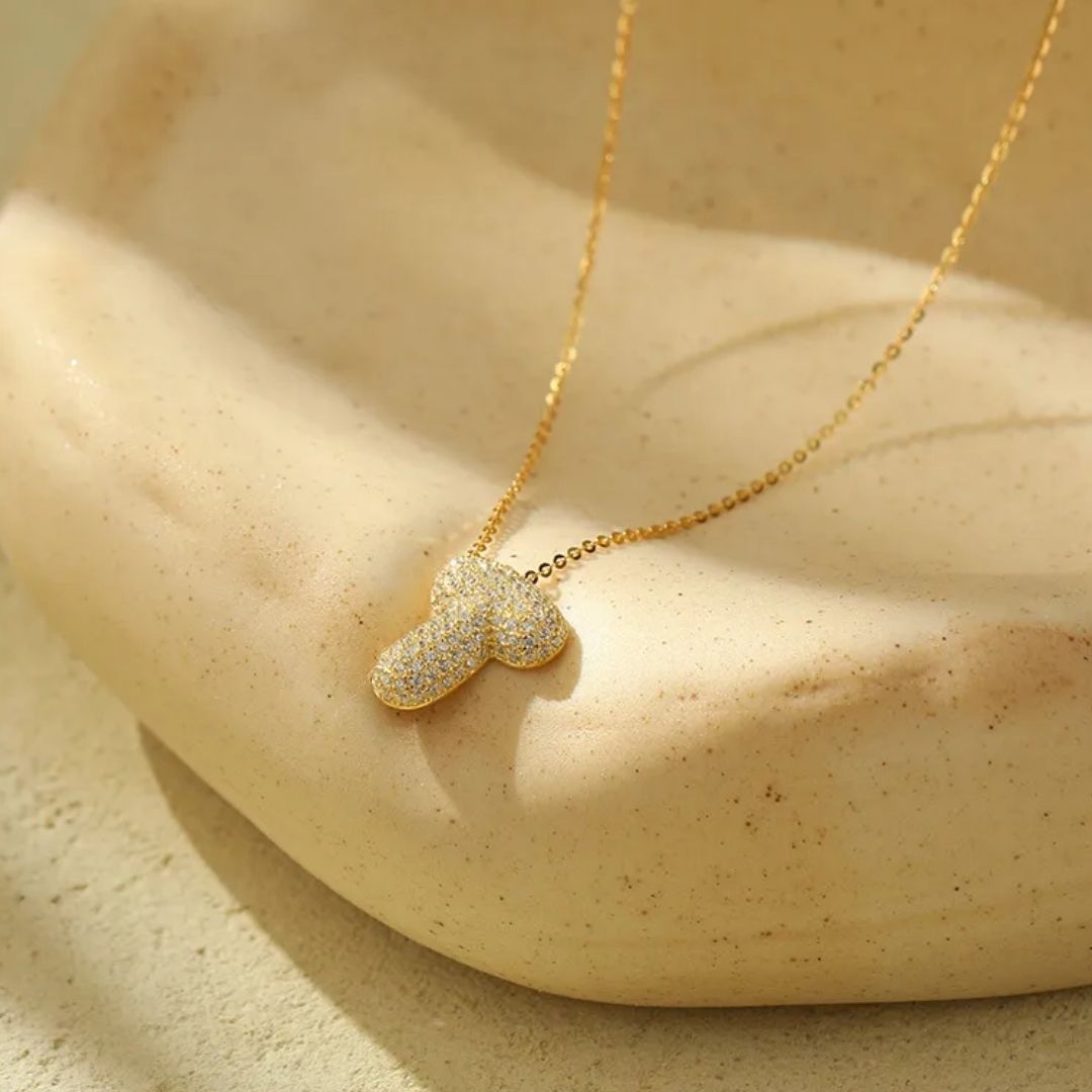 Icy Bubble Letter Initial Necklace