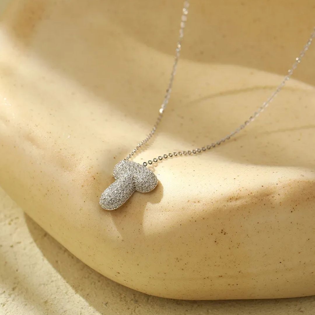 Icy Bubble Letter Initial Necklace