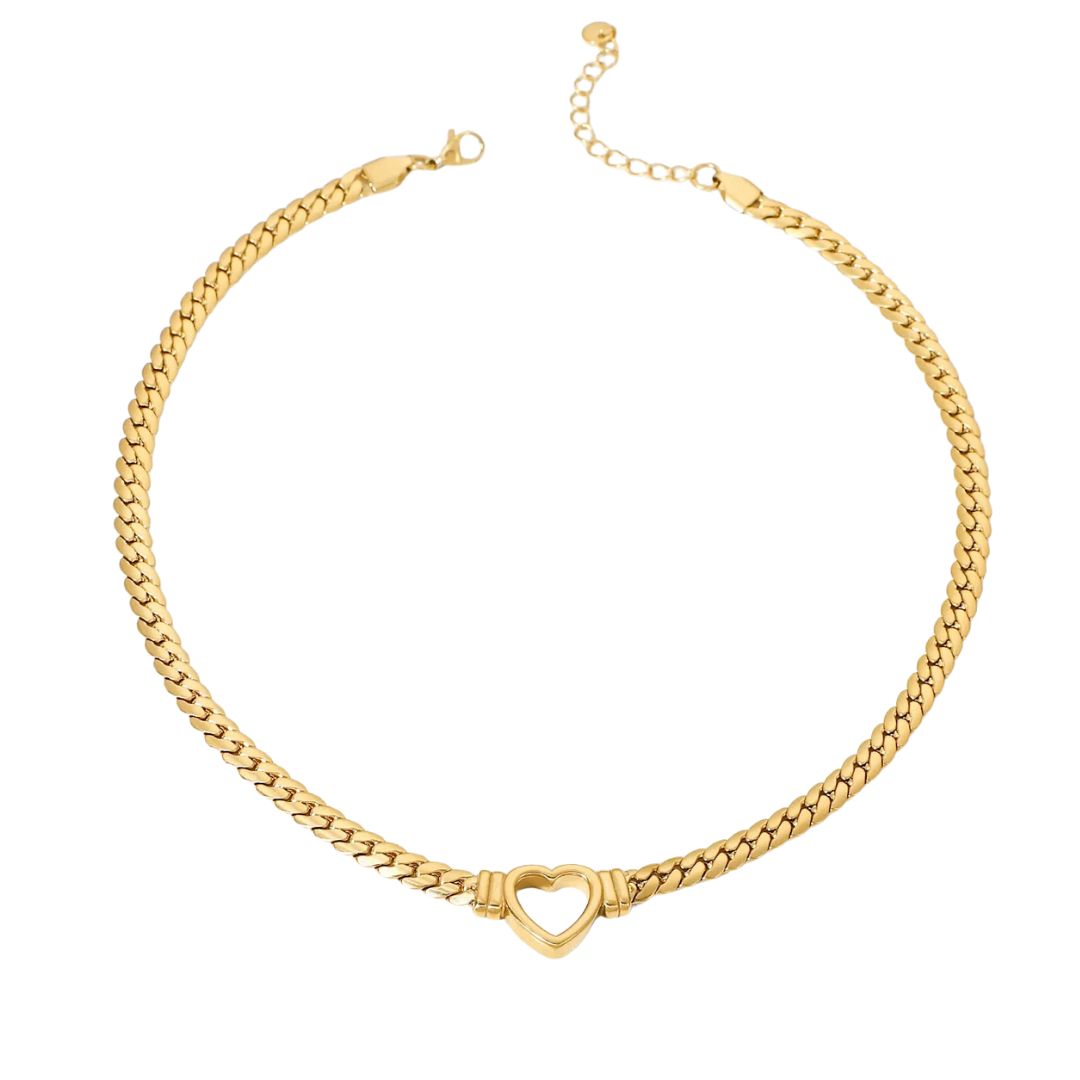 Tully gold chain necklace with hollow heart