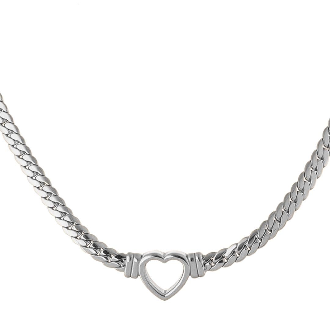 Tully silver chain necklace with hollow heart