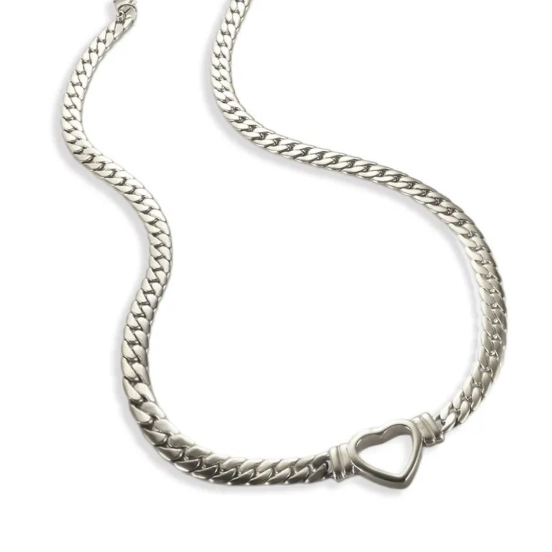 Tully silver chain necklace with hollow heart