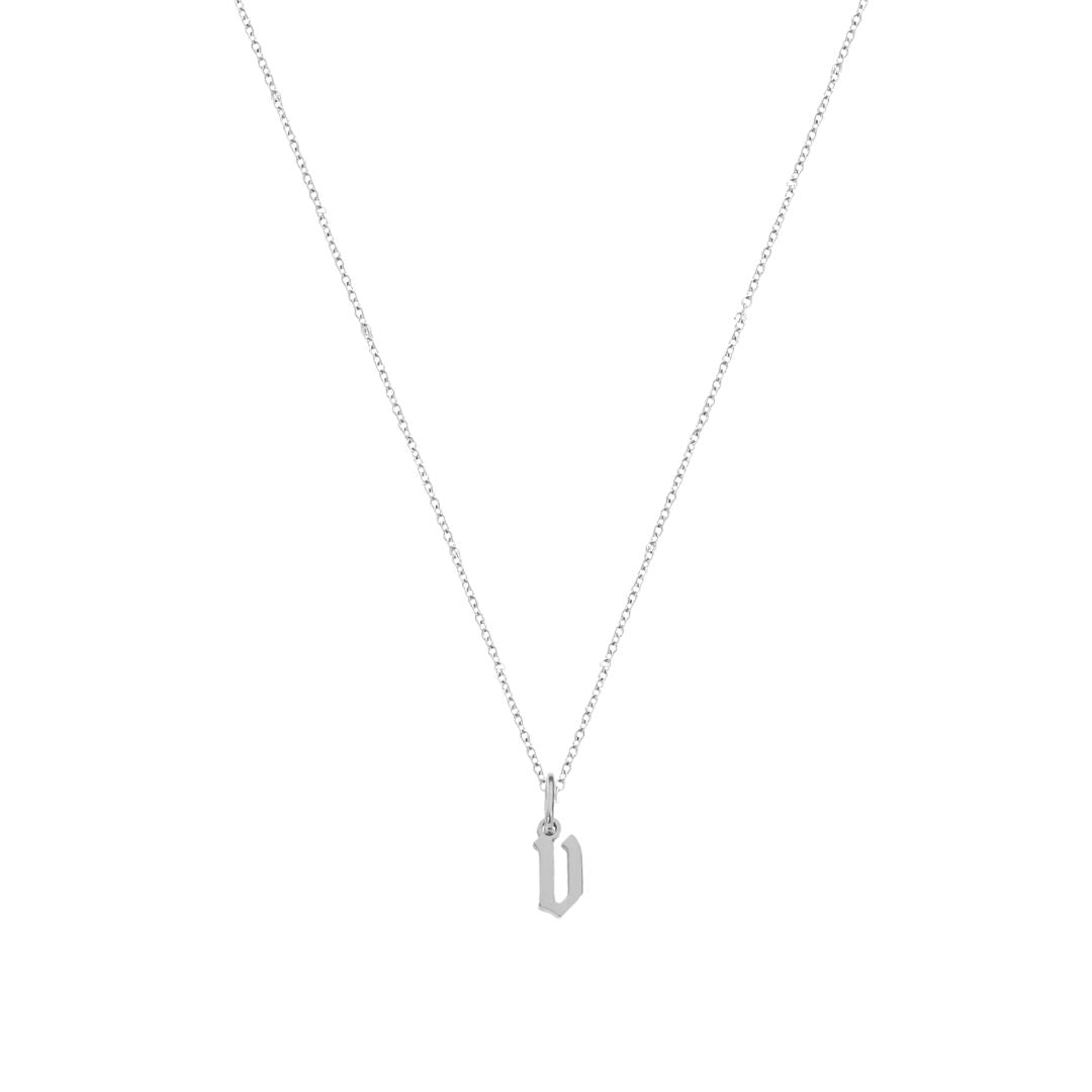 Heiress Gothic Initial Necklace in Silver