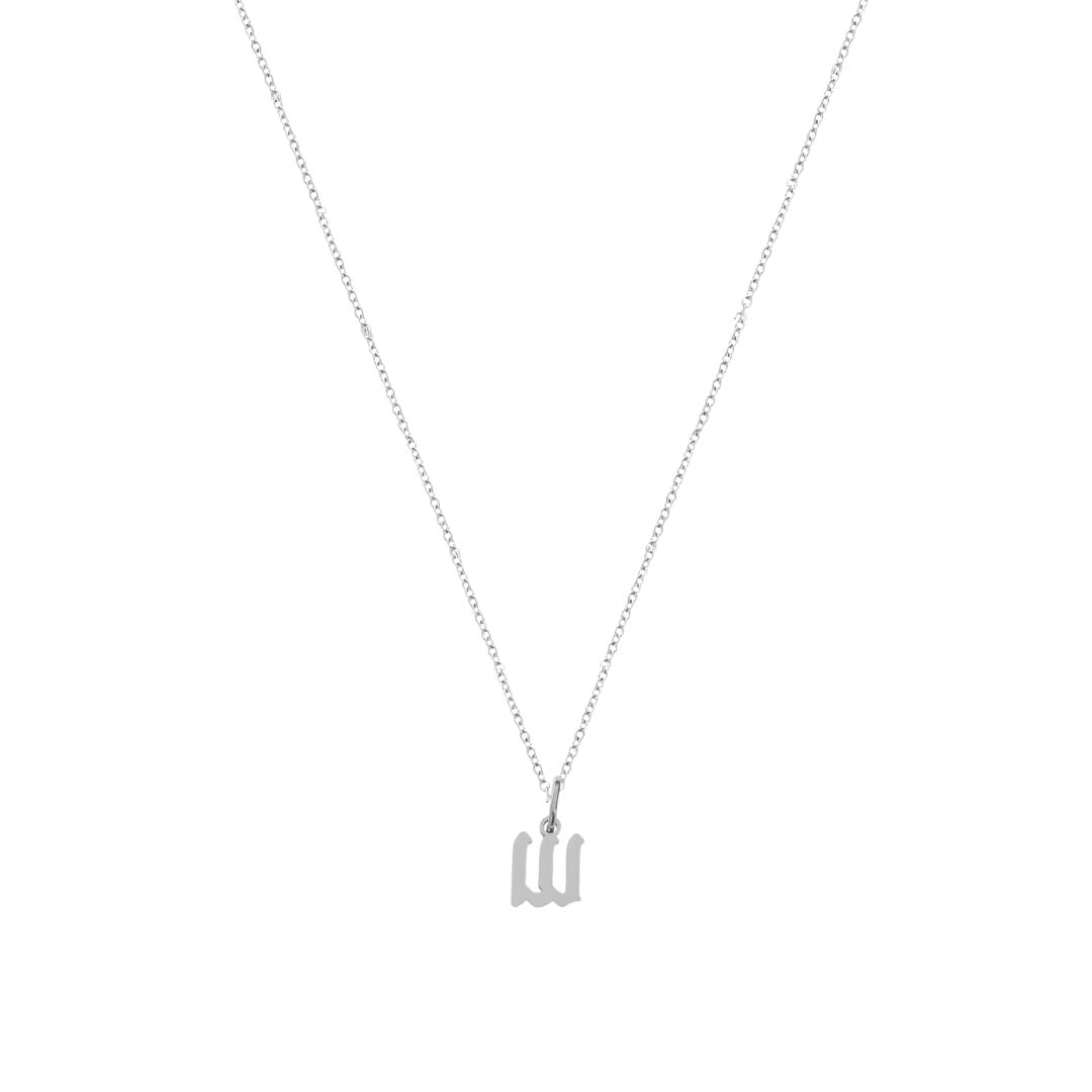 Heiress Gothic Initial Necklace in Silver