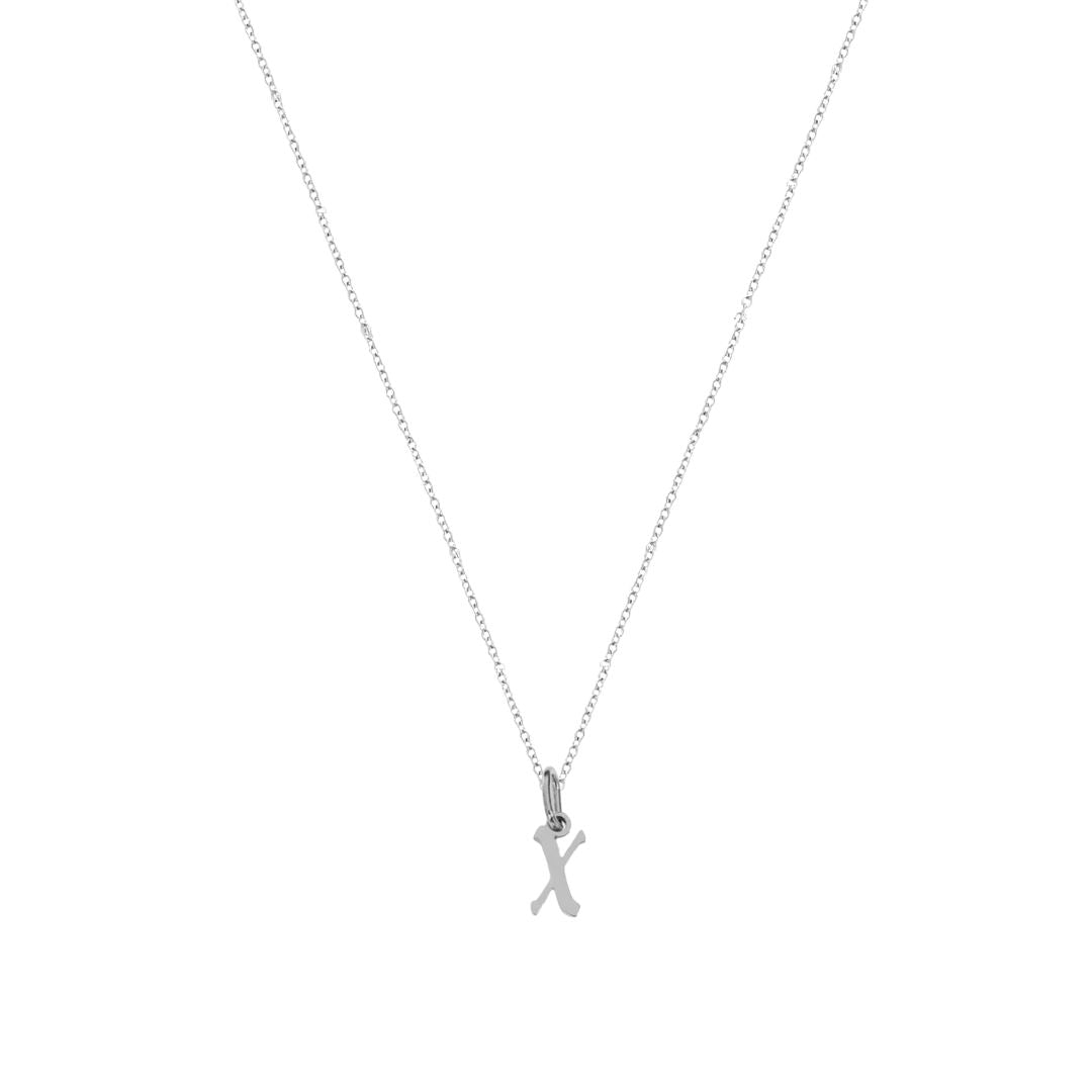 Heiress Gothic Initial Necklace in Silver