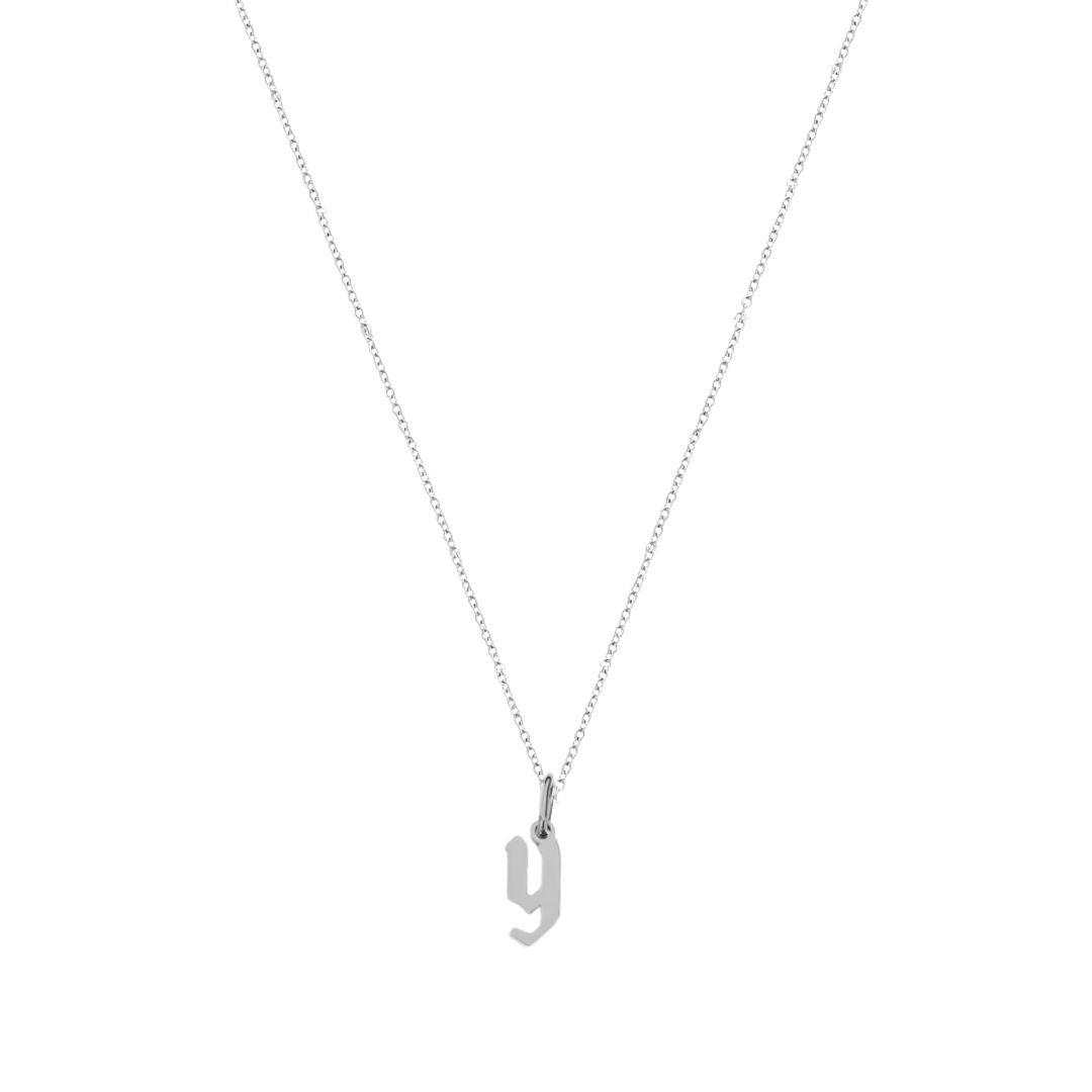 Heiress Gothic Initial Necklace in Silver