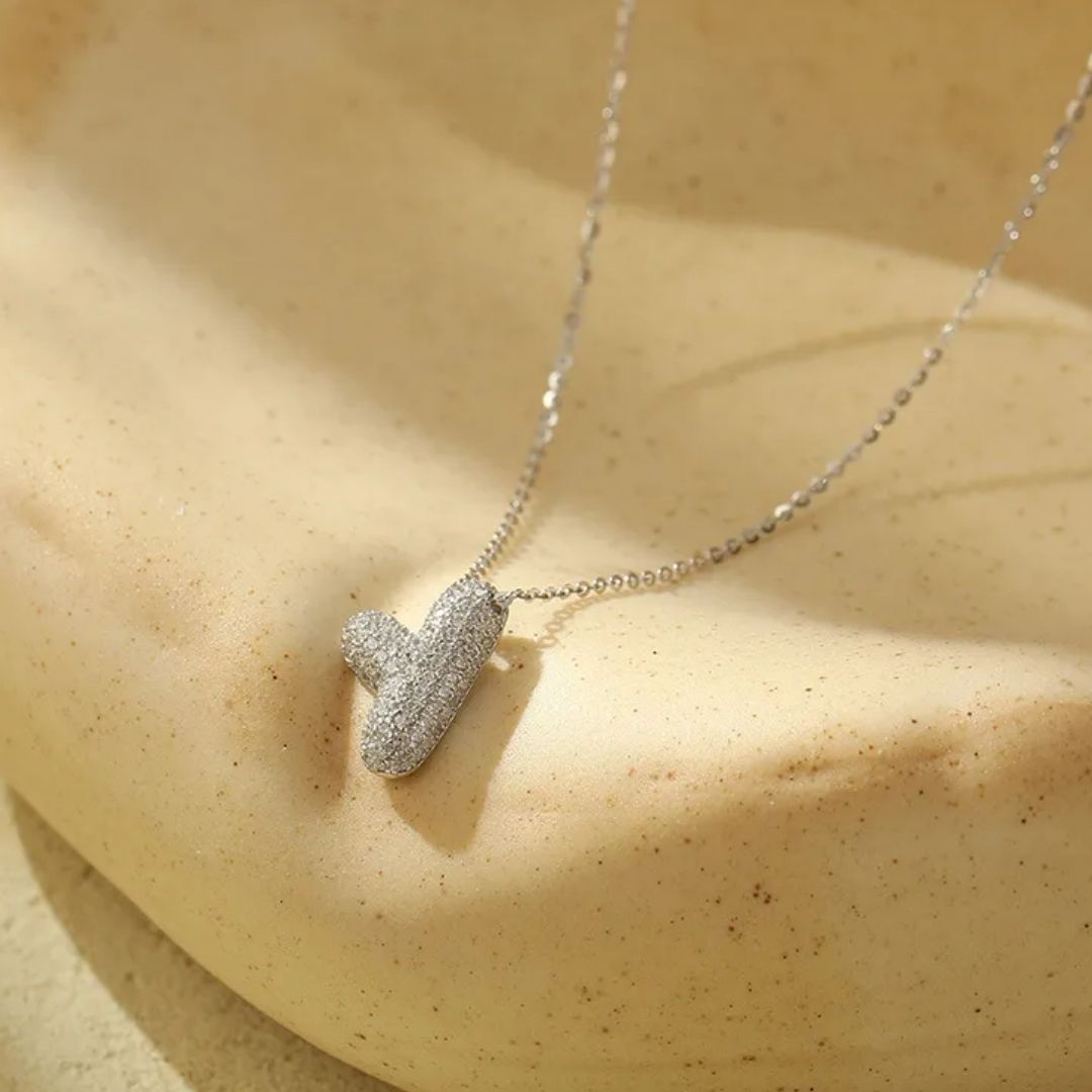 Icy Bubble Letter Initial Necklace