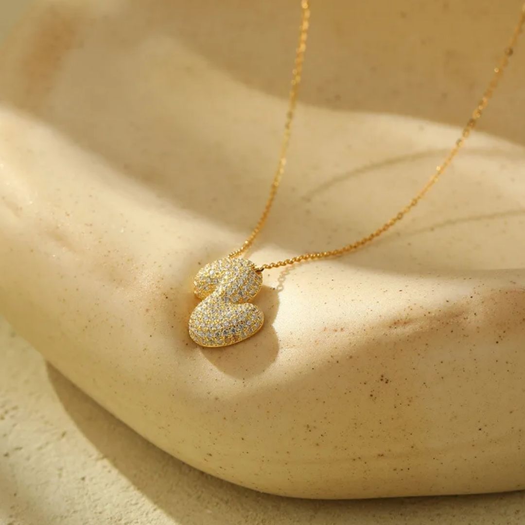 Icy Bubble Letter Initial Necklace