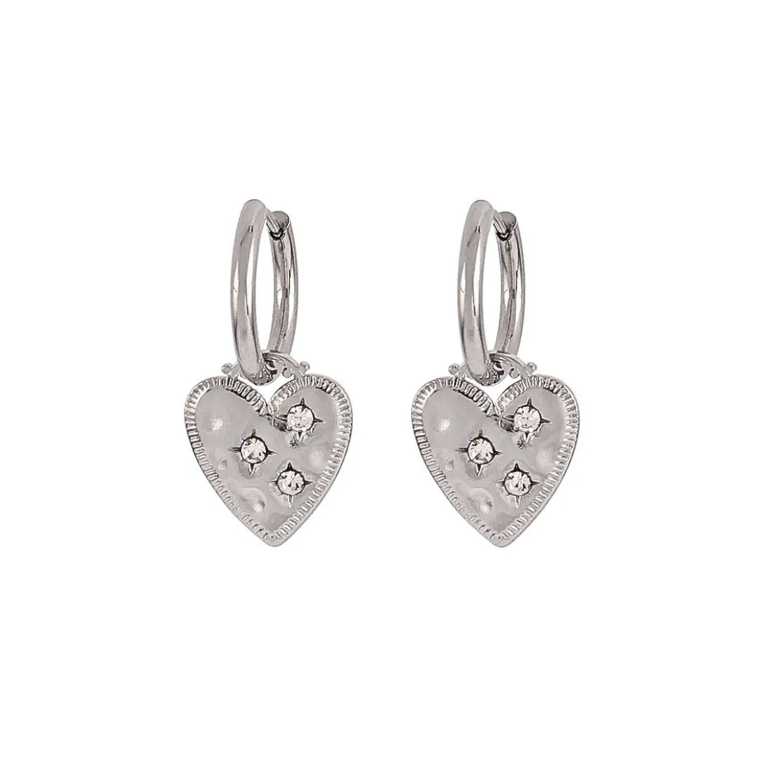 Aria Heart Hoops in Silver