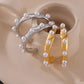 Elle pearl hoop earrings in gold