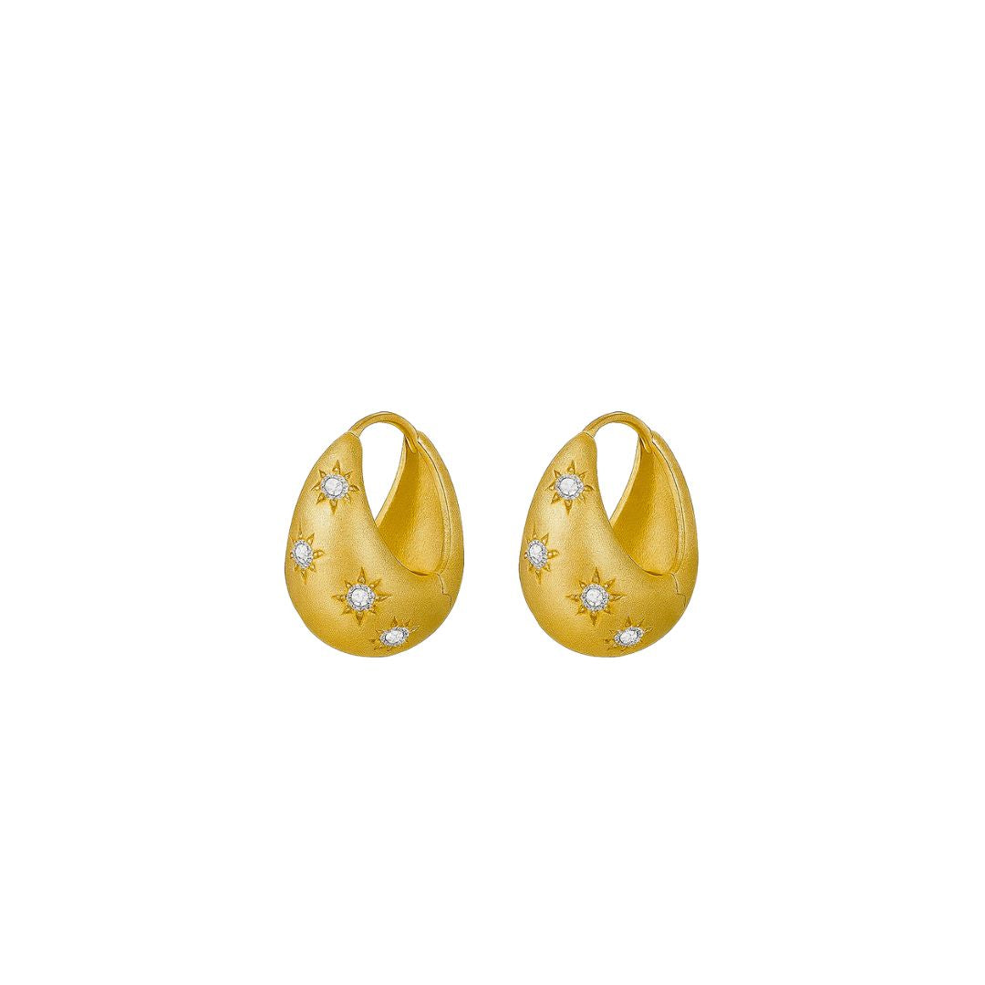 Zeta Brushed Hoop Earrings in Gold