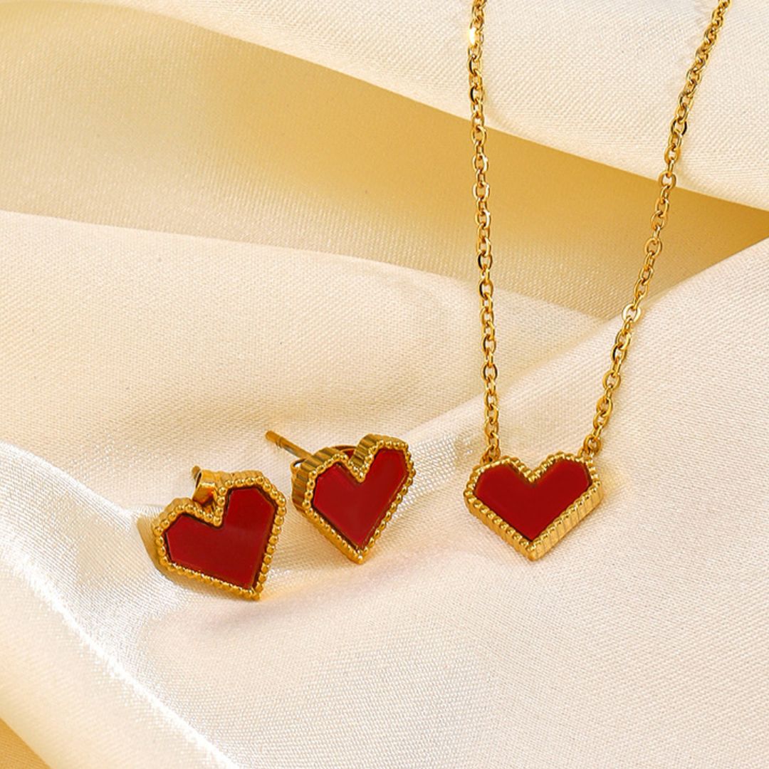 Rue red heart earrings