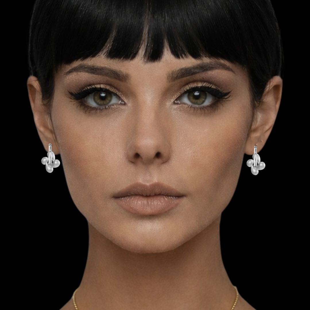 Flora Hoop Earrings in Silver