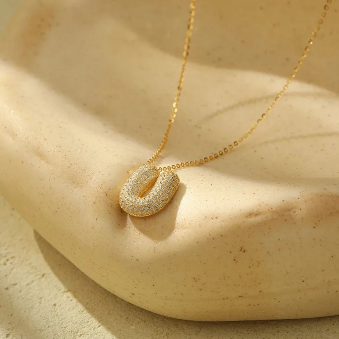 Icy Bubble Letter Initial Necklace