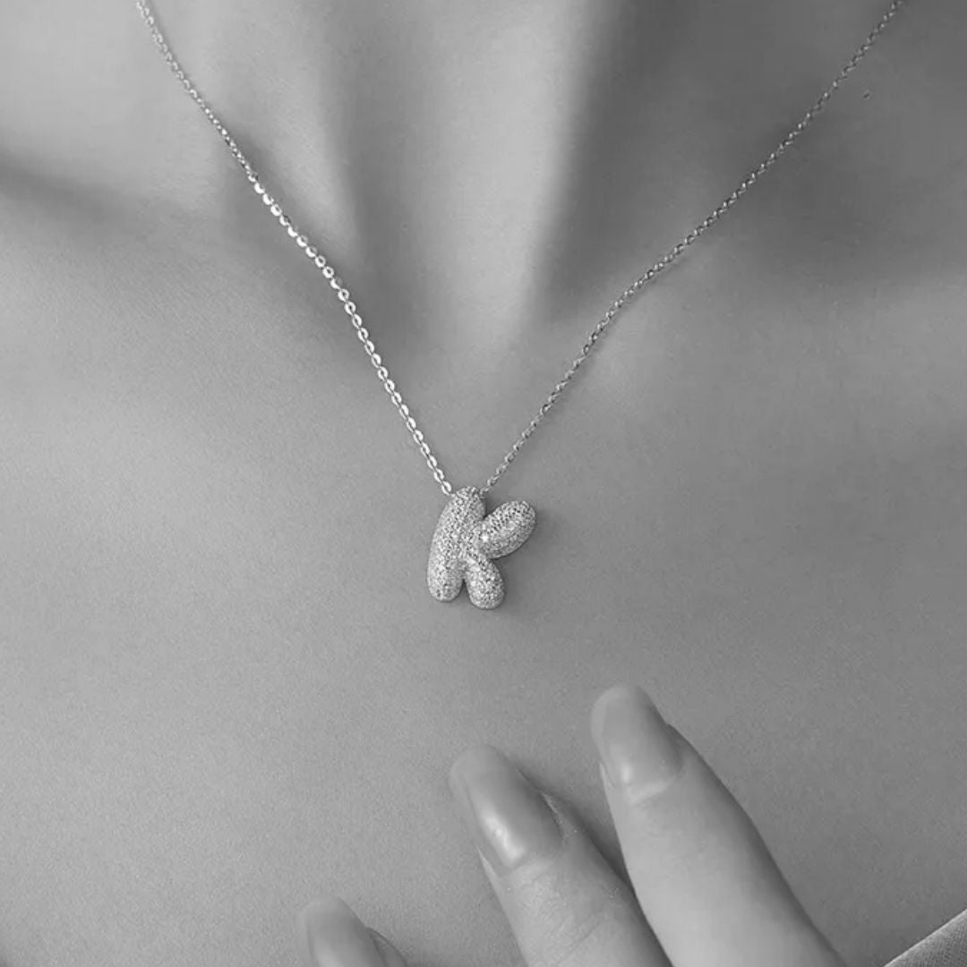 Icy Bubble Letter Initial Necklace