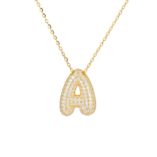 Icy Bubble Letter Initial Necklace