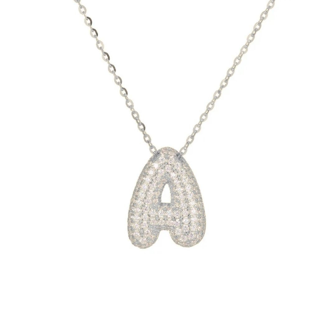 Icy Bubble Letter Initial Necklace