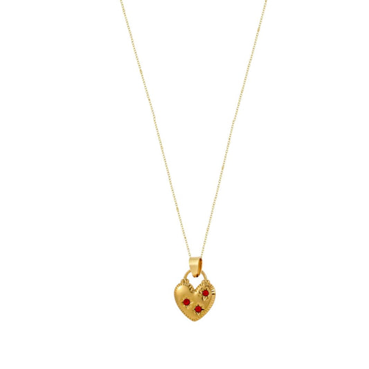 The Farrah Necklace in Gold and Red