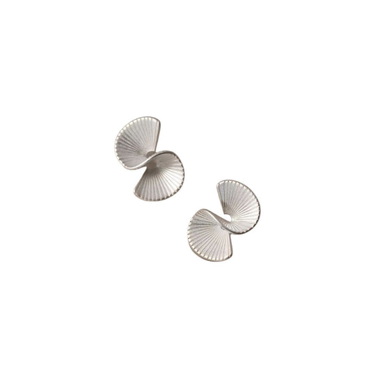 Twisted Fan Earrings in Silver