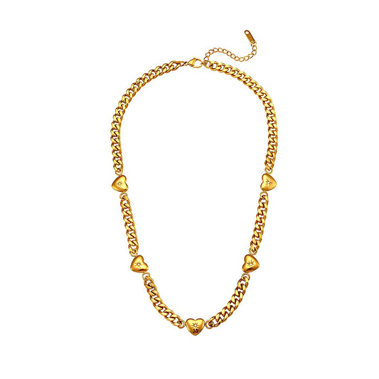 Gia Cuban Heart Necklace in Gold