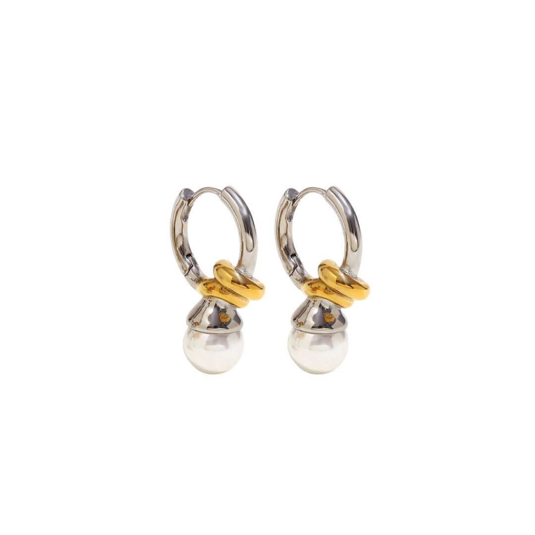 Marlowe Pearl Twist Earrings in Mixed Metal