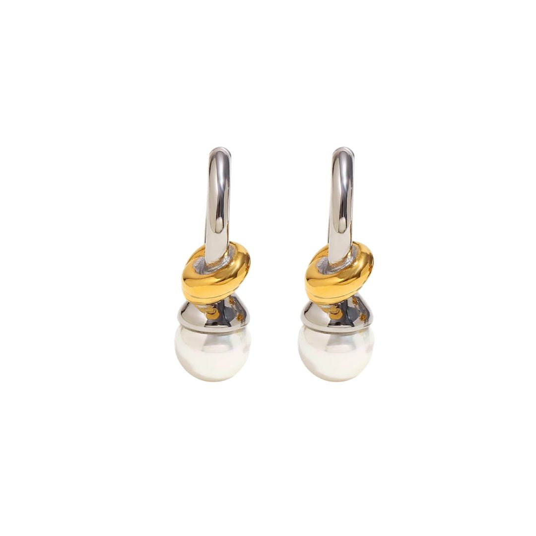 Marlowe Pearl Twist Earrings in Mixed Metal