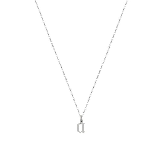 Heiress Gothic Initial Necklace in Silver