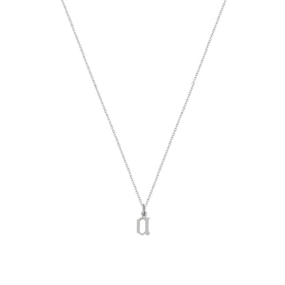 Heiress Gothic Initial Necklace in Silver
