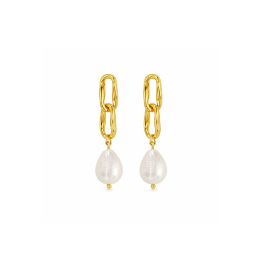 Adeline Pearl Drop Earrings in Gold