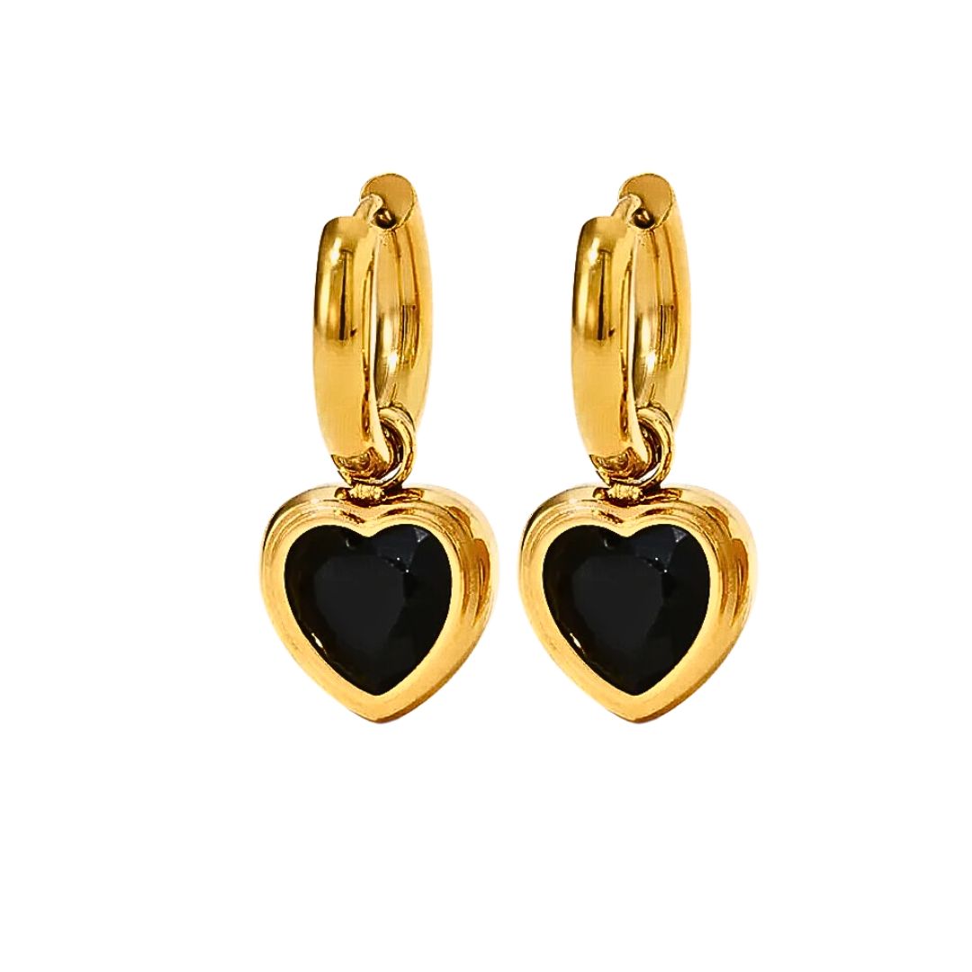 Alba black heart earrings