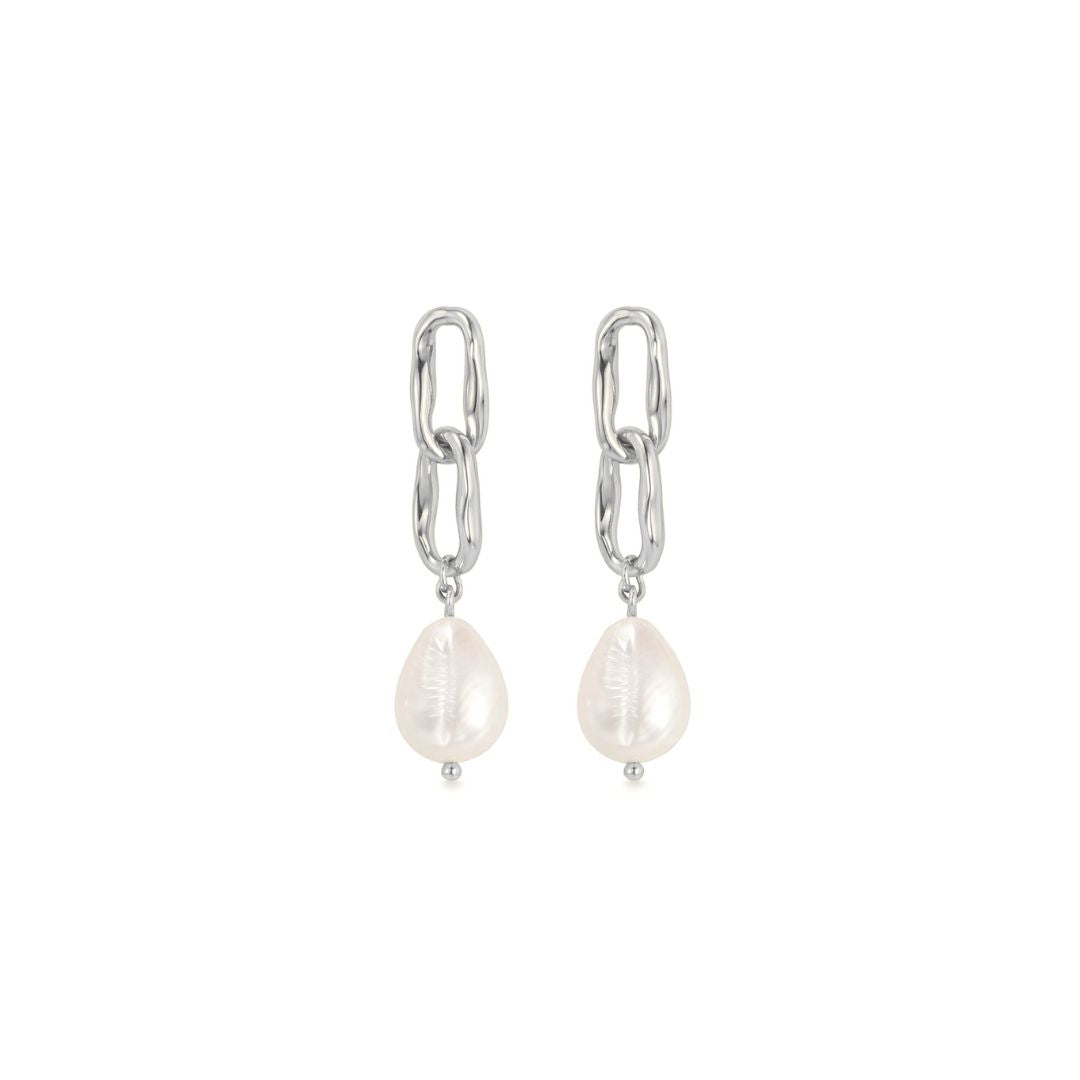 Adeline Pearl Drop Earrings in Silver