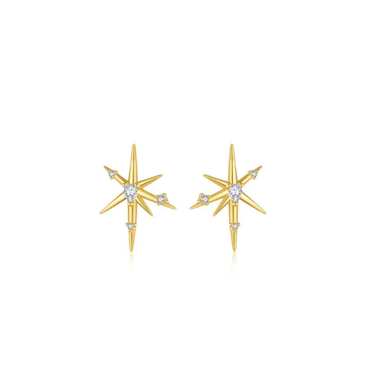 The Beatriz Sterling Silver Starburst Earrings in Gold