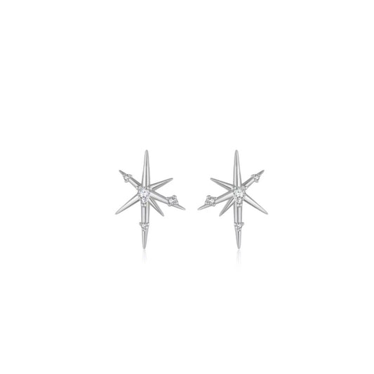 The Beatriz Sterling Silver Starburst Earrings in Silver