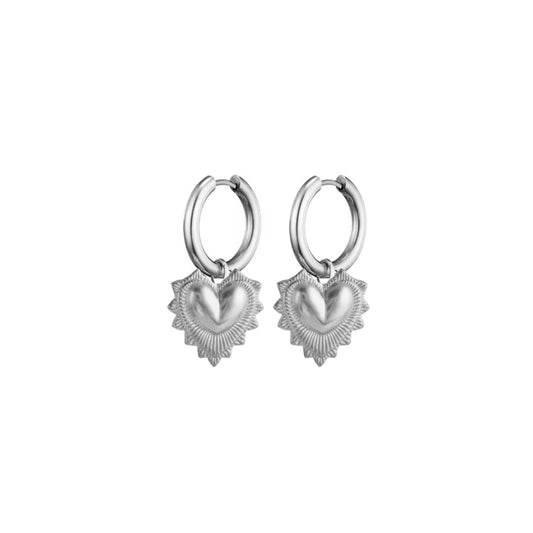 Dita Heart Earrings in Silver
