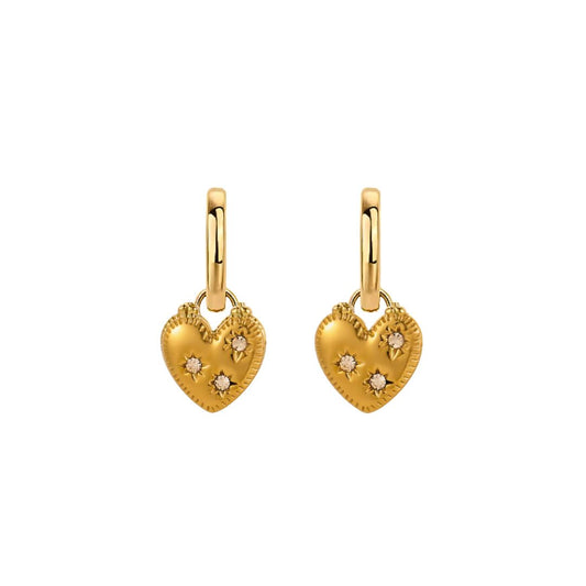 The Farrah Heart Earrings in Gold and White
