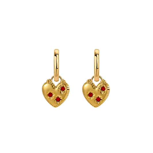 The Farrah Heart Earrings in Gold and Red