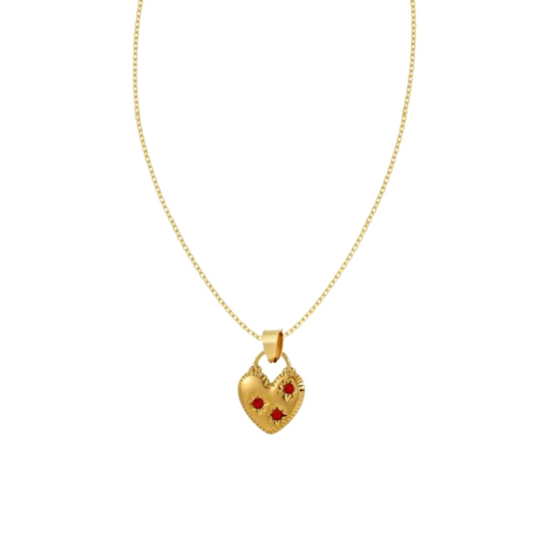 The Farrah Heart Earrings in Gold and Red