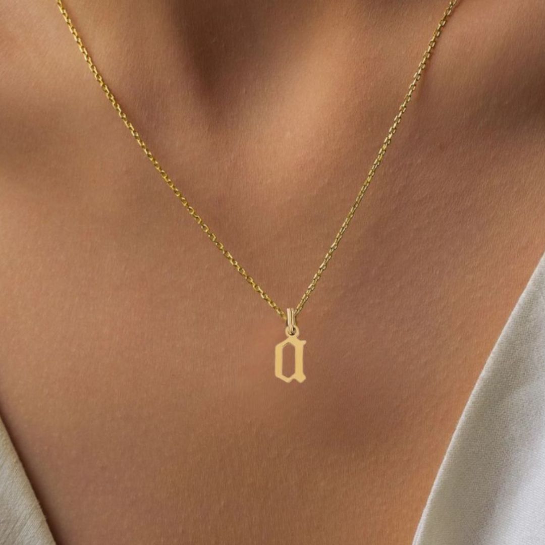 Heiress Gothic Initial Necklace