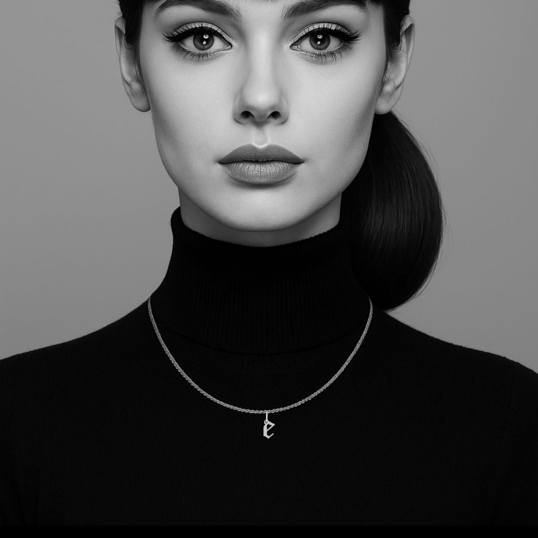Heiress Gothic Initial Necklace in Silver