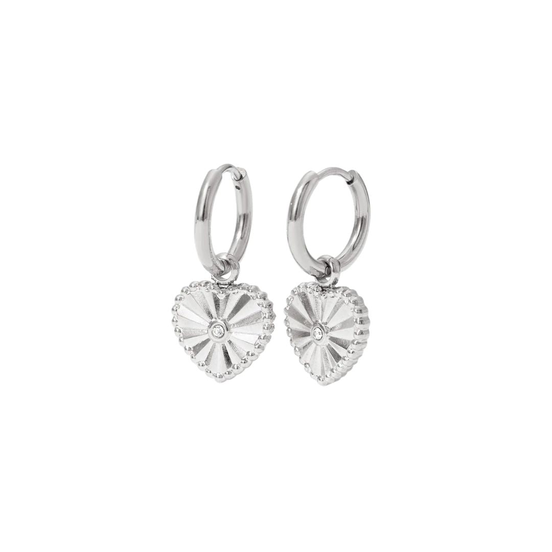 Havana Heart Earrings in Silver