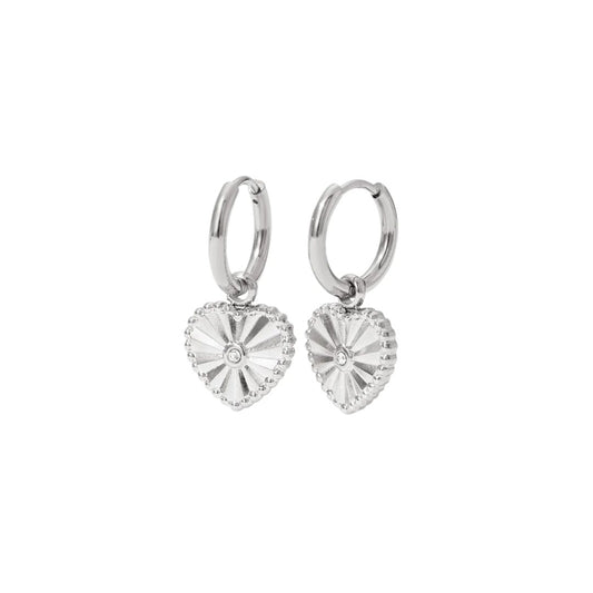 Havana Heart Earrings in Silver