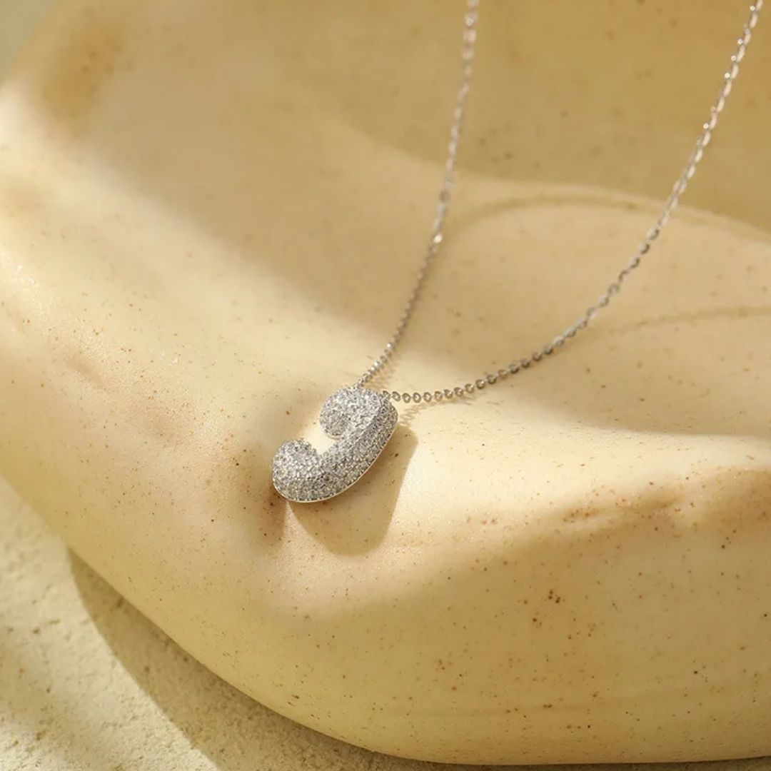 Icy Bubble Letter Initial Necklace