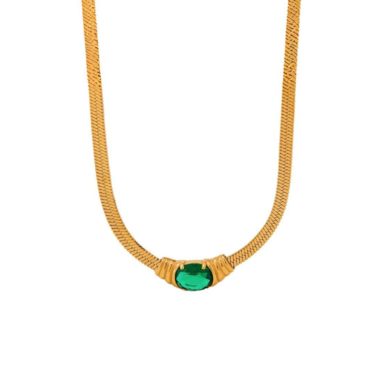 Lauren necklace in gold and green