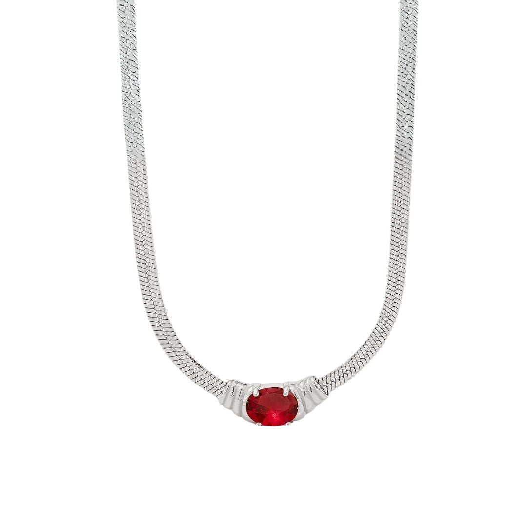 Lauren necklace in silver and red