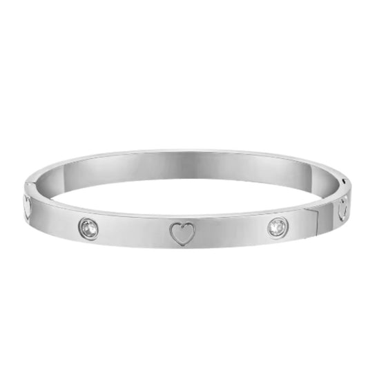Love Heart Bracelet with Cubic Zirconia in Silver