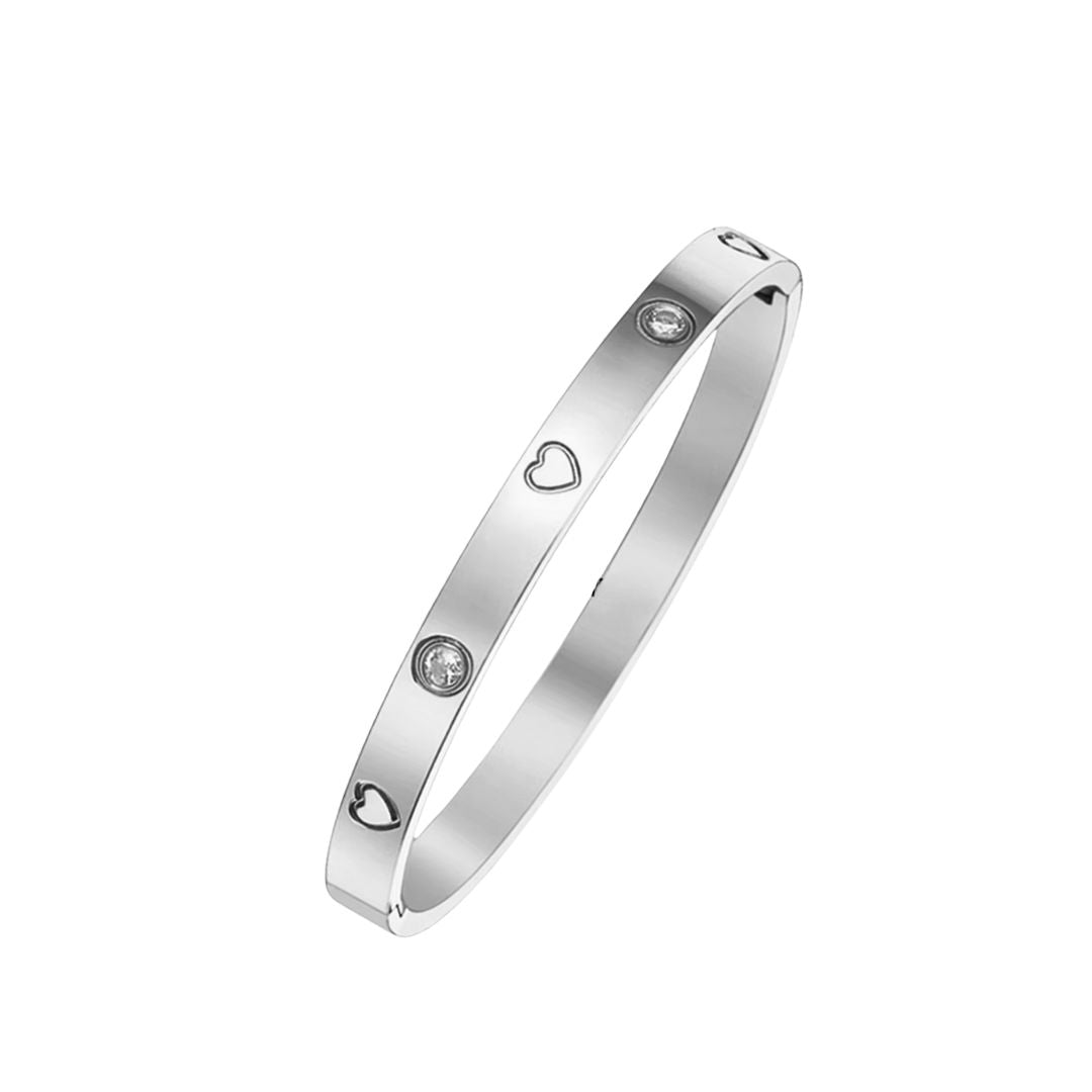 Love Heart Bracelet with Cubic Zirconia in Silver