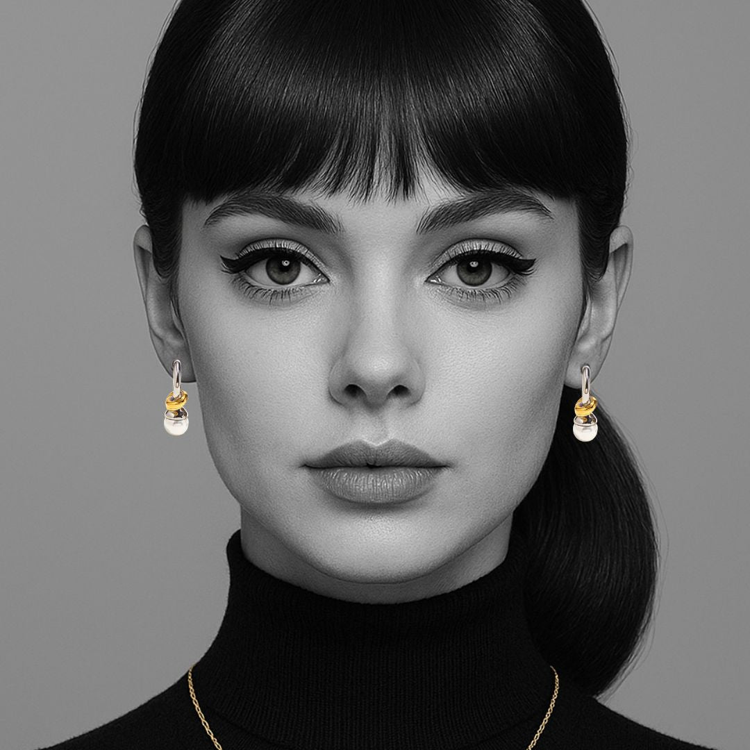 Marlowe Pearl Twist Earrings in Mixed Metal