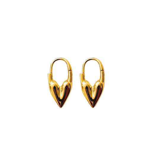 Prudence Heart Hoops in Gold